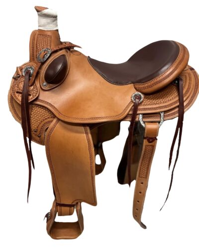 R.W. Bowman Handmade B-light Ranch Saddle with Custom Stirrups