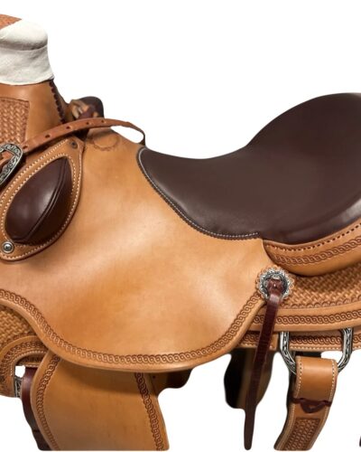 Alternative view of R.W. Bowman Handmade B-light Ranch Saddle with Custom Stirrups