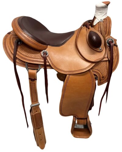 R.W. Bowman Handmade B-light Ranch Saddle with Custom Stirrups - Image 5