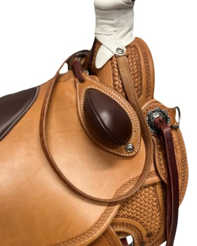 R.W. Bowman Handmade B-light Ranch Saddle with Custom Stirrups - Image 3