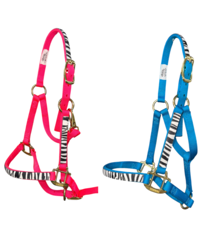 Weaver "Untamed" Zebra Print Adjustable Chin and Throat Snap Halter-Weanling/Pony Size