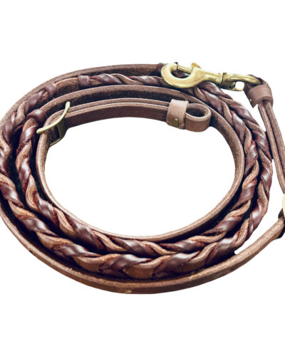 Heavy Oiled Leather Laced Barrel Rein 5/8" X 7' 6"
