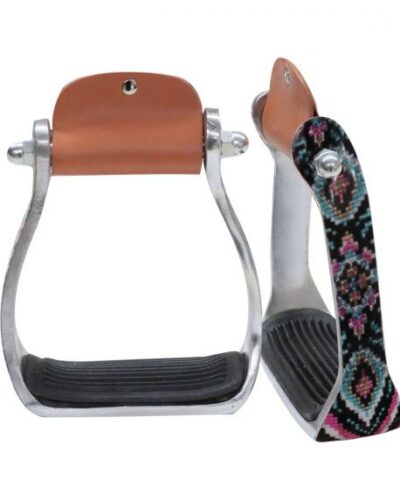 Youth Shimmering Beaded Navajo Print Stirrup