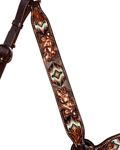 Alternative view of Circle Y Distressed Beaded Floral Breast Collar