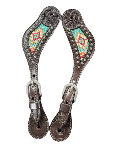 Circle Y Spur Straps with Bead Inlay