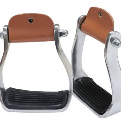 Polished Aluminum Stirrups with Rubber Tread