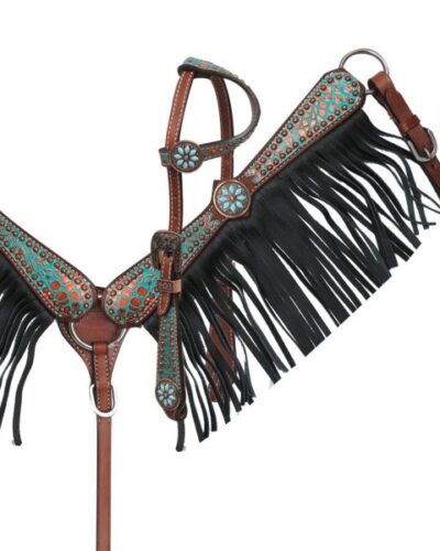Pony Size Metallic Alligator Print 1-Ear Headstall & Breastcollar Set