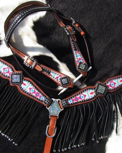 Pony Size Pyschedelic Tie Dye Headstall & Breastcollar Set