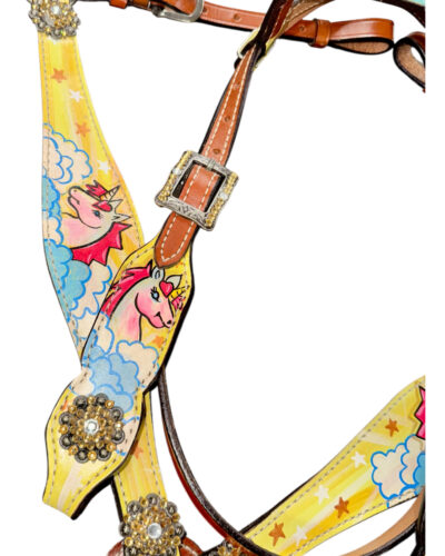 Alternative view of Pony Size Unicorn Print Headstall & Breastcollar Set