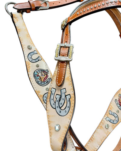 Alternative view of Pony Size Distressed Horseshoe Print Headstall & Breastcollar Set