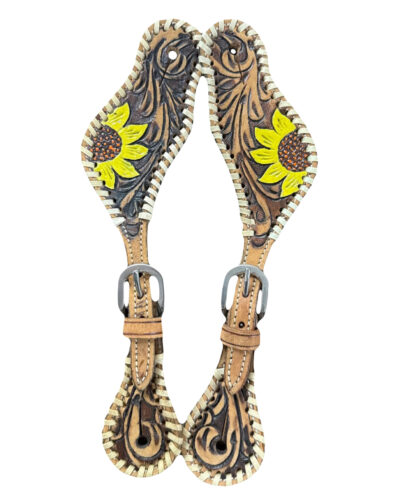 Hand Painted Ladies Sunflower Design Spur Straps
