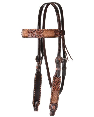 Circle Y Distressed Buckstitch Exotic Inlay Browband Headstall