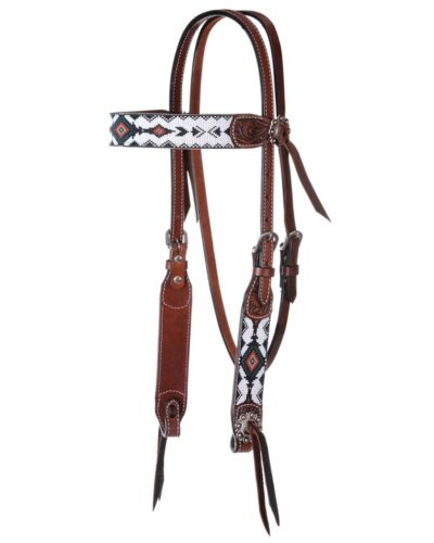 Circle Y Infinity Bead Green Diamond Browband Headstall