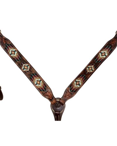 Circle Y Distressed Southwestern Beaded Inlay Breastcollar
