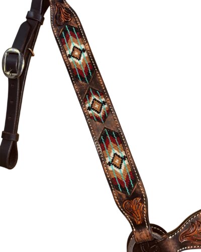 Alternative view of Circle Y Distressed Southwestern Beaded Inlay Breastcollar