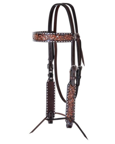 Circle Y White Inlay & Buckstitch Browband Headstall