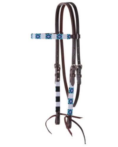 Circle Y Infinity Wrap Blue Diamond Beaded Browband Headstall