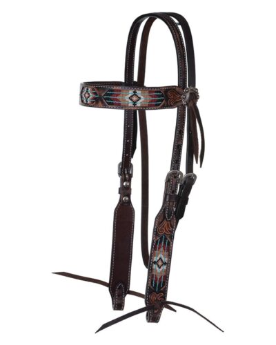 Circle Y Distressed Southwestern Beaded Inlay Browband Headstall