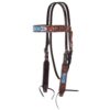 Circle Y Distressed Beaded Blue Diamond Inlay Browband Headstall