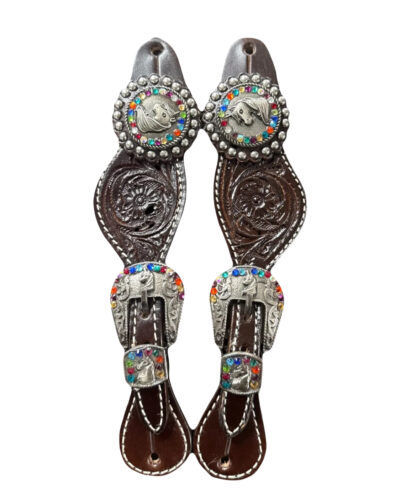 Youth Leather Spur Straps w/ Floral Tooling