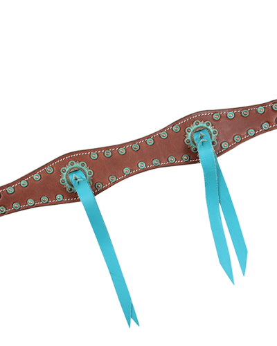 Alternative view of Martin Saddlery 1-1/2''Chocolate Scalloped Turquoise Breastcollar