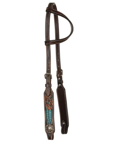 Circle Y Distressed Filigree Turquoise Inlay 1-Ear Headstall