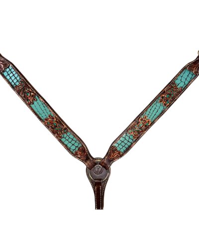 Circle Y Distressed Filigree Turquoise Inlay Breastcollar
