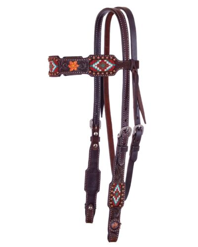 Circle Y Metallic Chocolate Roughout Browband Headstall