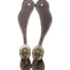 Youth Rosewood Leather Spider Stamp Cowboy Spur Straps w/ Texas Buckle