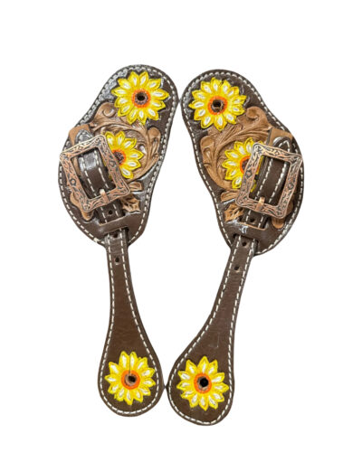 Ladies Hand Painted Sunflower Spur Straps