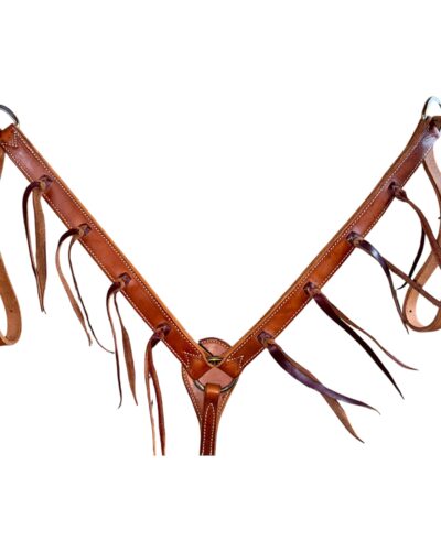 1-1/4'' Harness Leather Breastcollar w/ Latigo Strings