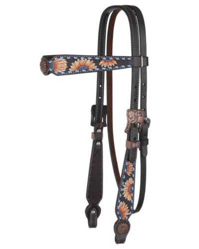 Circle Y Sunflower & Buckstitch Browband Headstall