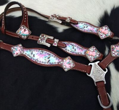 Alternative view of Pony Size Tie Dye Unicorn Printed Headstall & Breastcollar Set