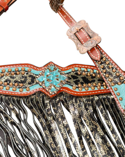 Alternative view of Pony Size Bejeweled Metallic Leopard Print Headstall & Breastcollar Set
