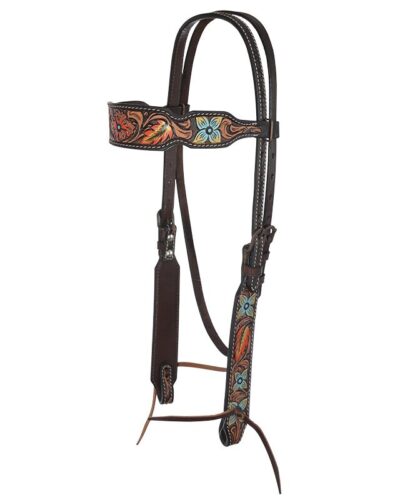 Circle Y Metallic Flowers & Leaves Browband Headstall