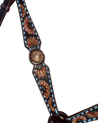 Alternative view of Circle Y Hand Painted Sunflower & Buckstitch Breastcollar