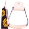 Pony/Youth Polished Aluminum Stirrup w/ Sunflower Design