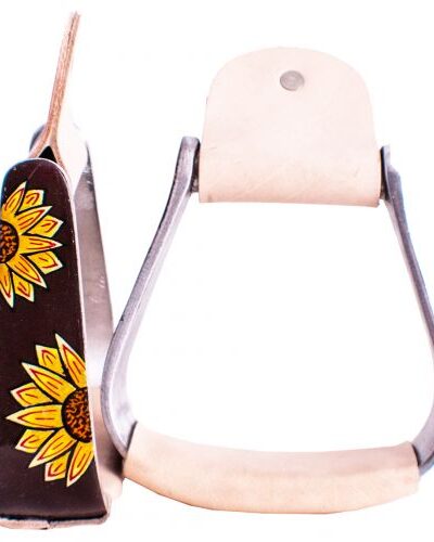 Pony/Youth Polished Aluminum Stirrup w/ Sunflower Design