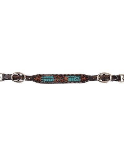 Circle Y Distressed Filigree Turquoise Inlay Wither Strap