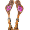 Weaver Turquoise Cross Floral Carved Ladies Spur Straps
