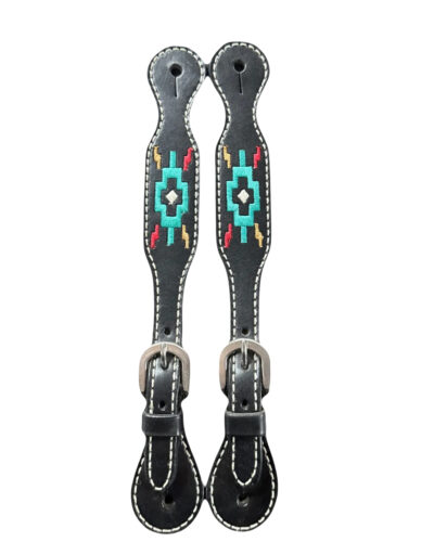 Weaver Turquoise Cross Multicolor Embroidery Ladies Spur Straps