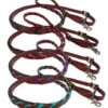 8ft Leather Laced Rein w/ Colored Lacing