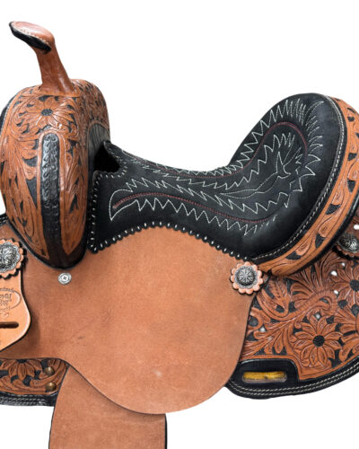 Alternative view of Floral Tooled Kids Barrel Saddle