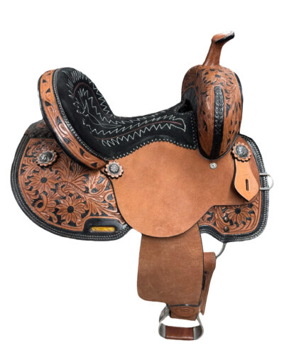 Floral Tooled Kids Barrel Saddle - Image 5