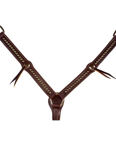 Heavy Oiled Dotted Breastcollar w/ Conchos & Strings