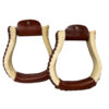 Rawhide Covered Pleasure Style Western Stirrups w/ Leather Lacing