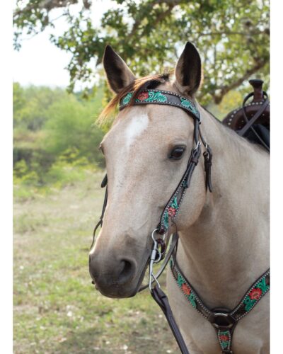 Alternative view of Circle Y Cactus Flower Filigree Browband Headstall