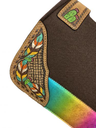 Alternative view of Pony Size Rainbow Metallic & Painted Feather and Cactus Felt Pad