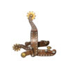 Youth Size Antique Brown Steel Spurs w/ Silver Studs