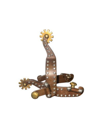 Youth Size Antique Brown Steel Spurs w/ Silver Studs
